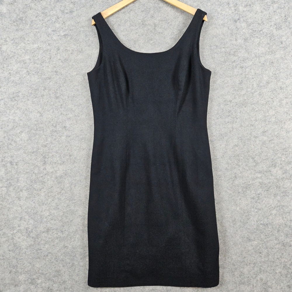 Bloomingdales Women's Black Sheath Dress 100%‎ Wool Size 12 Evening Party Event